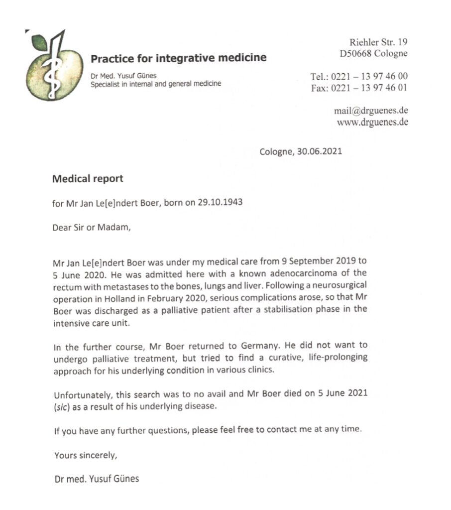 medical situation of Leo Boer