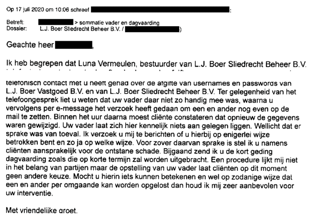 Luna Vermeulen’s lawyer put the thumb screws on Frederik’s son