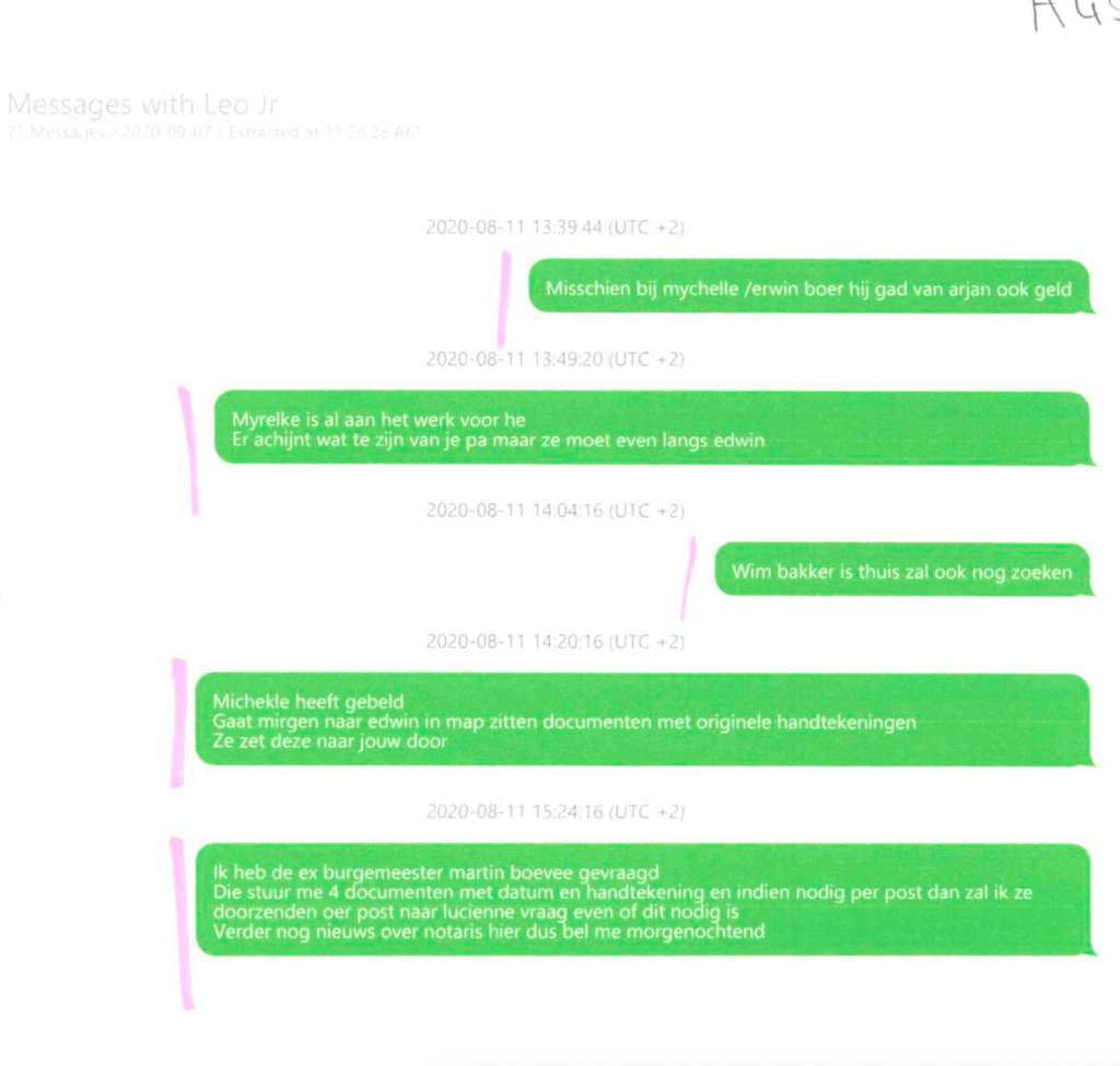 Here we see the collusion of the former mayor, a certain E. and L. in the conspiracy against Luna Vermeulen